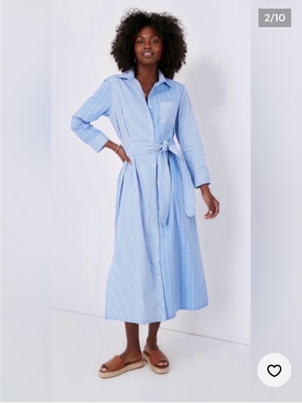 Tuckernuck Light Blue Striped Maxi Shirt Dress with Tie Waist